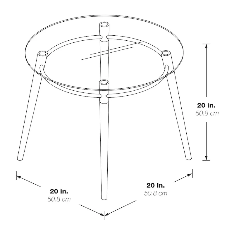 Mid Century Brooklyn Round Top Glass End Table