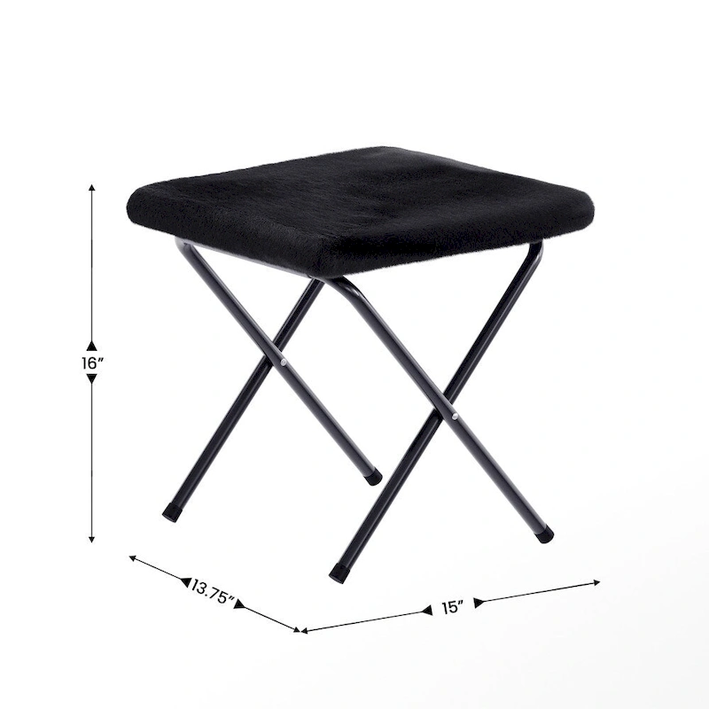 Double Folding Synthetic Fur Saucer Chair with 2 Ottomans