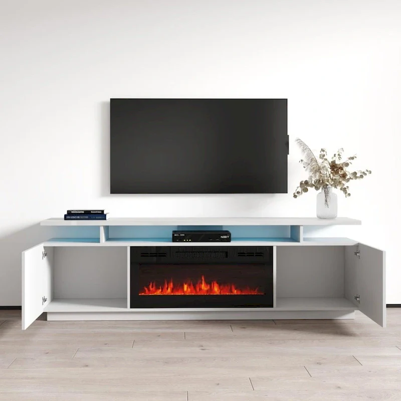 Meble Furniture Eva Modern TV Stand with Electric Fireplace