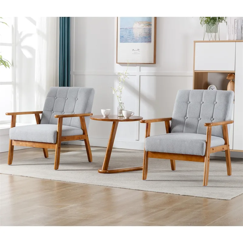 Mid Century Modern Accent Chairs Set of 2 with Side Table