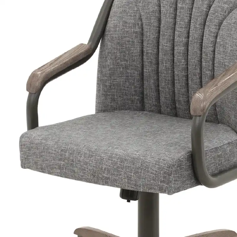 Chromcraft Douglas Caster Dining Chairs in Chestnut, Gray Finish (Set of 2)