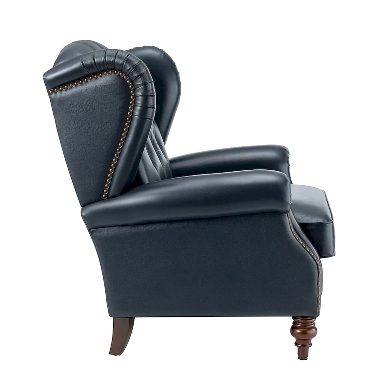 Alex Classic Wingback Leather Armchair with Nailhead Trim Set of 2 by HULALA HOME