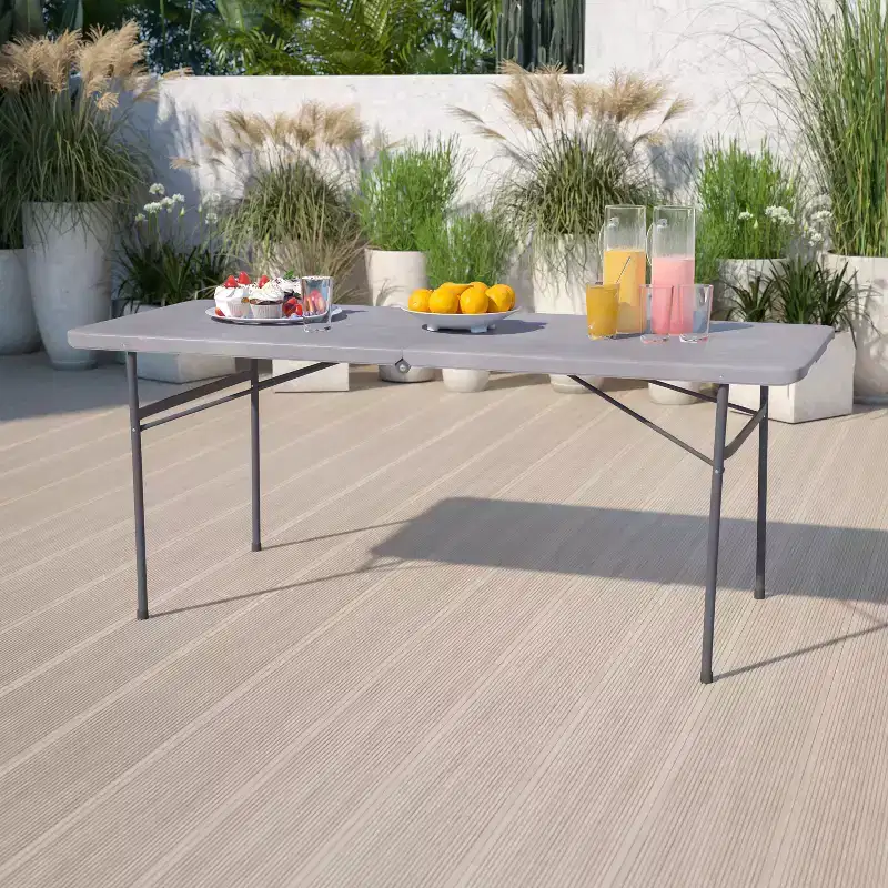 Flash Furniture 6-Foot Bi-Fold Plastic Banquet and Event Folding Table with Carrying Handle