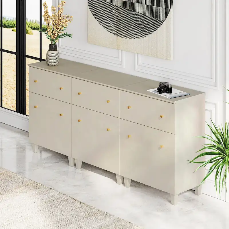 70.8 Sideboards Drawer Cabinet, 3-In-1 Kitchen Buffet Table