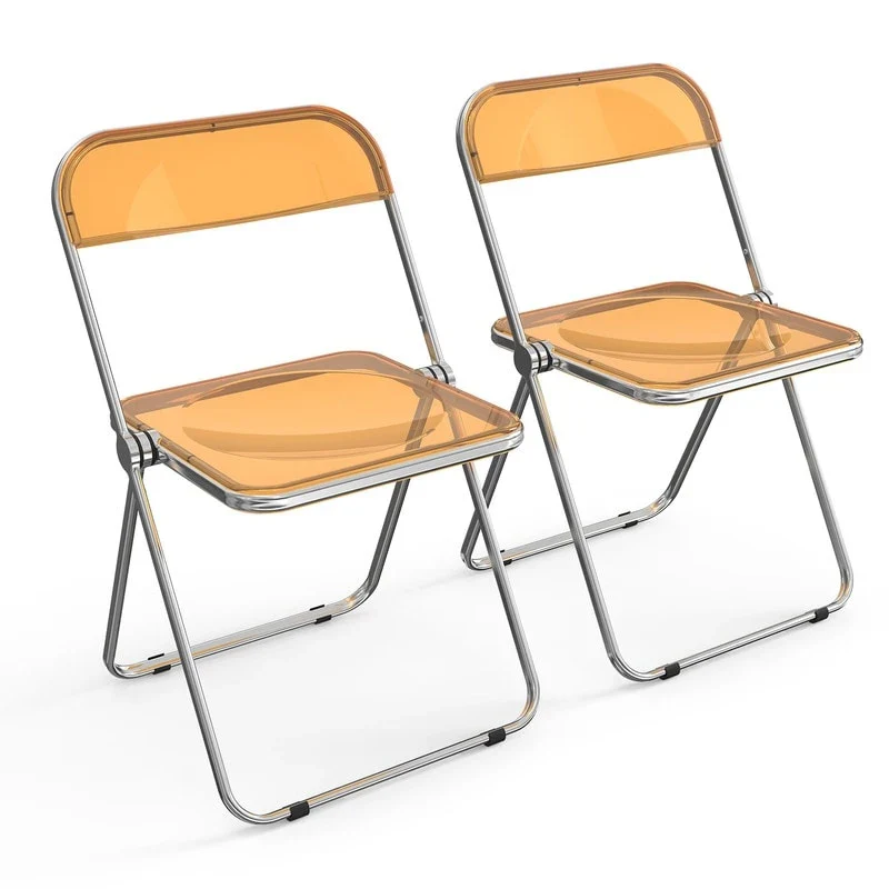 2PC Folding Stackable Acrylic Chair Transparent
