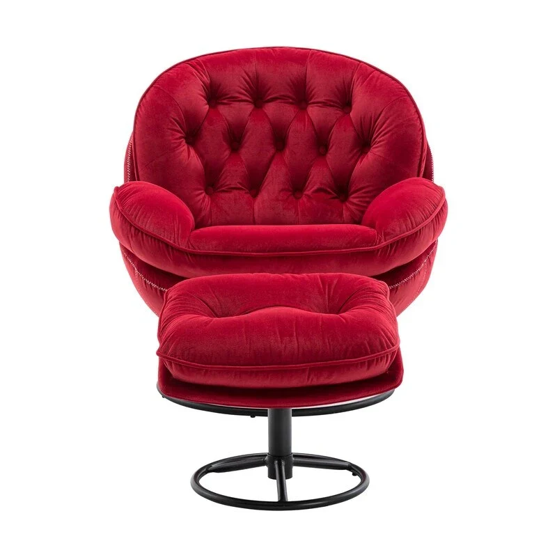 Accent chair TV Chair Living room Chair Grey with ottoman