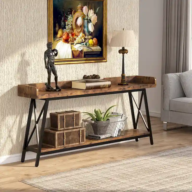 70.9 inch Long and Narrow Console Table Behind Sofa Couch, Rustic Brown Entry Table