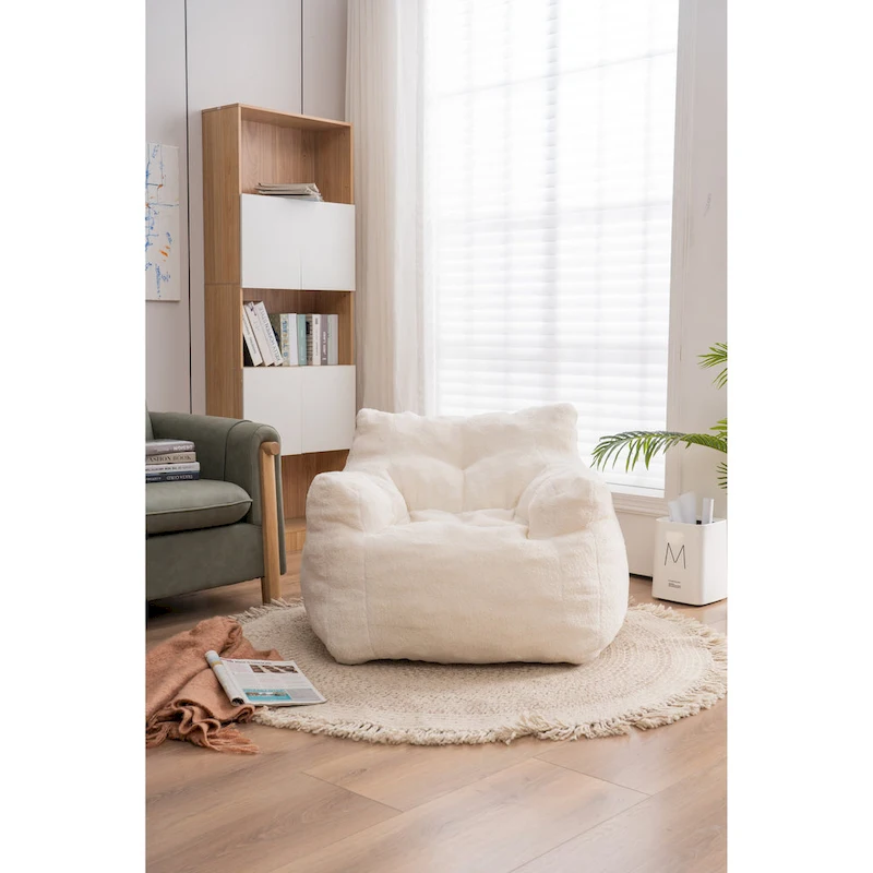 Soft Tufted foam bean bag chair with Teddy fabric