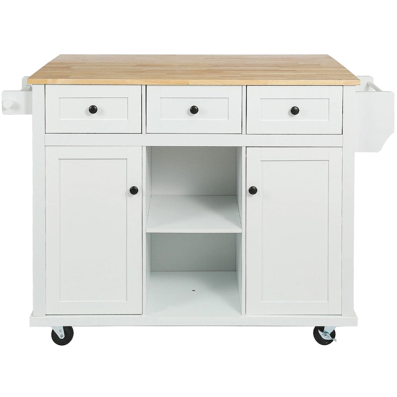 Nestfair Kitchen Island Cart with Drop-Leaf Countertop and 3 Drawers