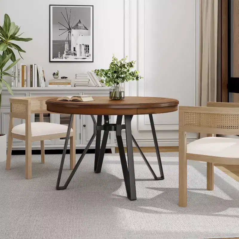 Christopher Knight Home Will 46.85" Round Top 4 Seats Dining Table with Hairpin Leg Light Ash