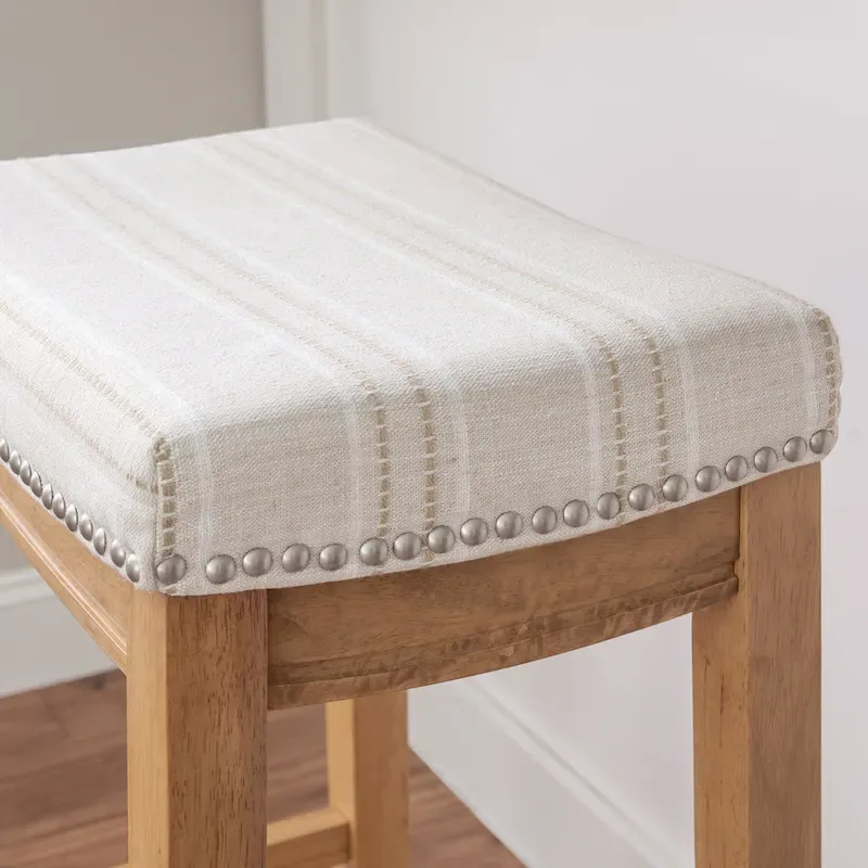 Linon Willamette Rustic Striped Cream Bar Stool