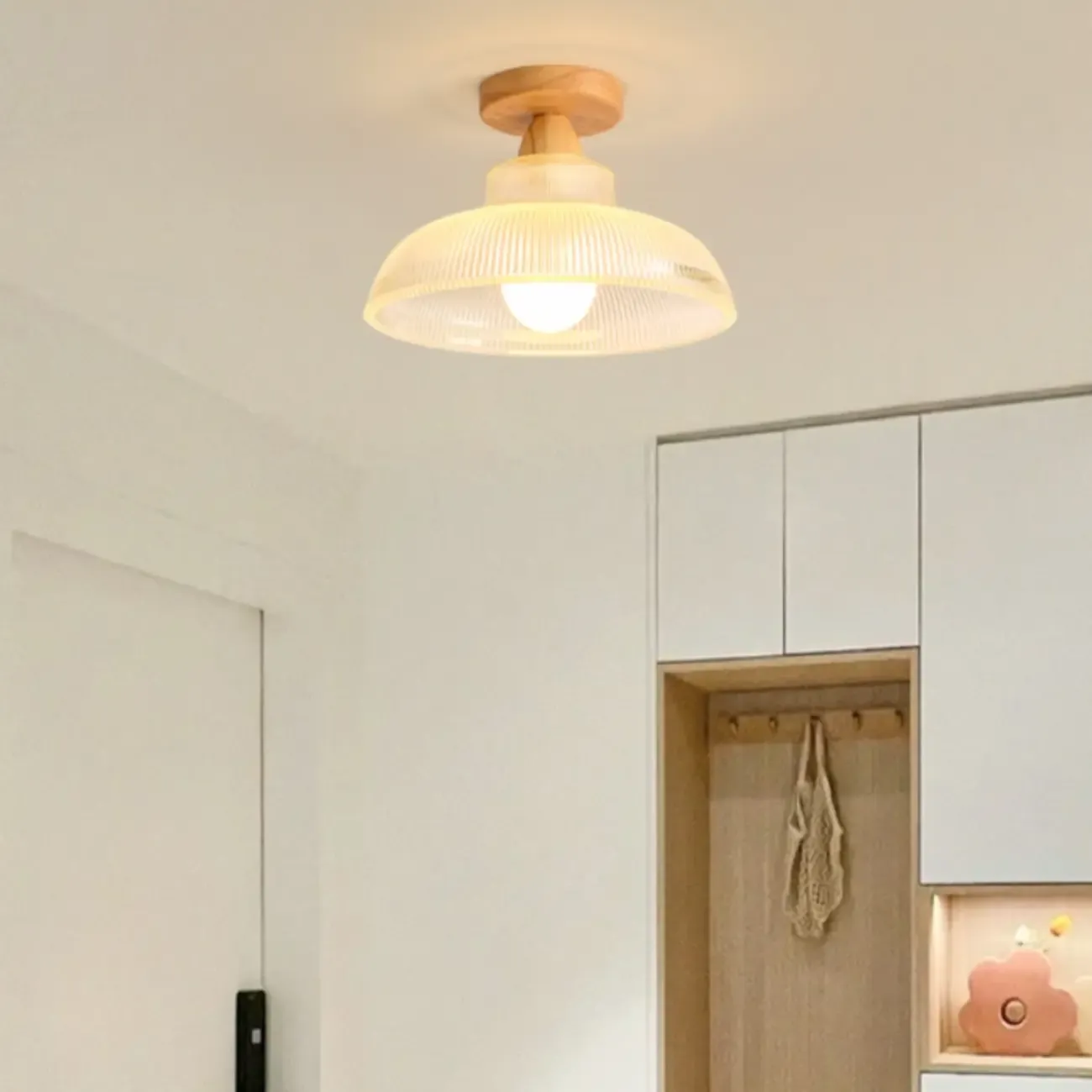 Modern LED Semi-Flush Ceiling Light with Clear Shade