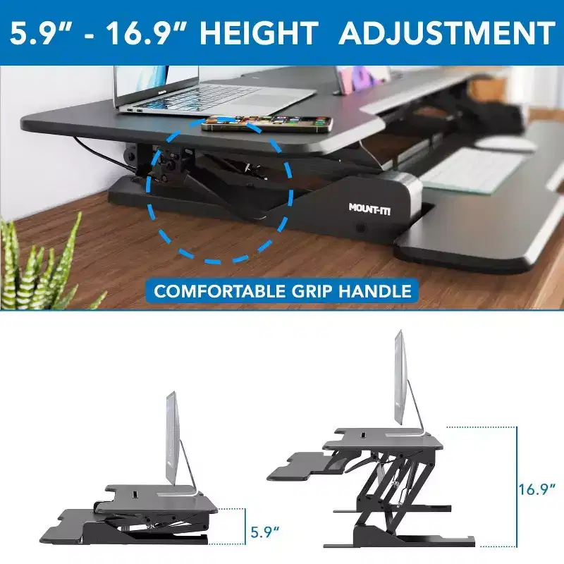 Black 2-Person Wide Standing Desk Converter, Sit-Stand Style