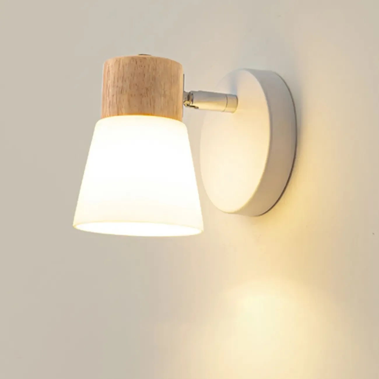 Mini White Natural Wood Metal Wall Sconce
