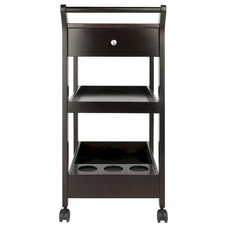Jeston Entertainment Cart, Espresso - 18.03 x 26.77 x 37.24 inches