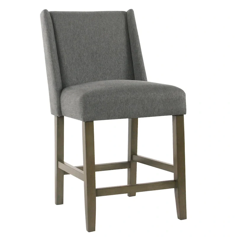 High-Back Fabric Counter Stool – Pewter Gray, Single