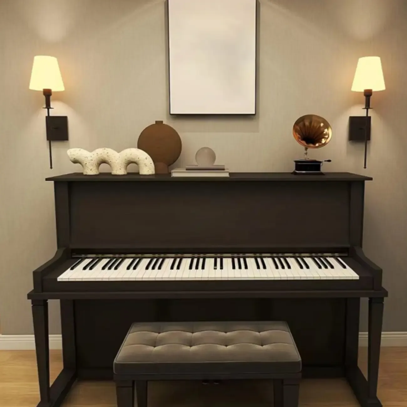 Modern Metal Fixture Fabric Shade Wall Sconce