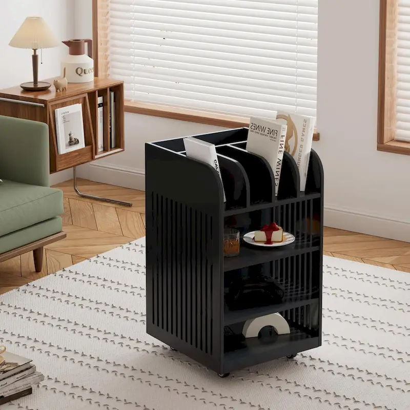 4-Tier Kitchen Island Cart with Spice Rack & Locking Casters