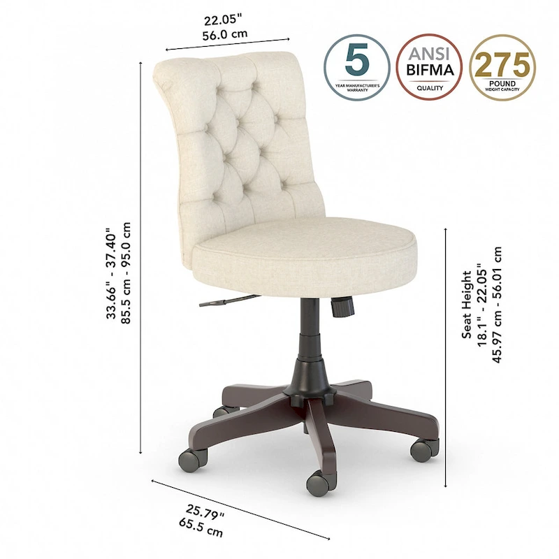 Salinas Mid Back Tufted Office Chair by Bush Furniture