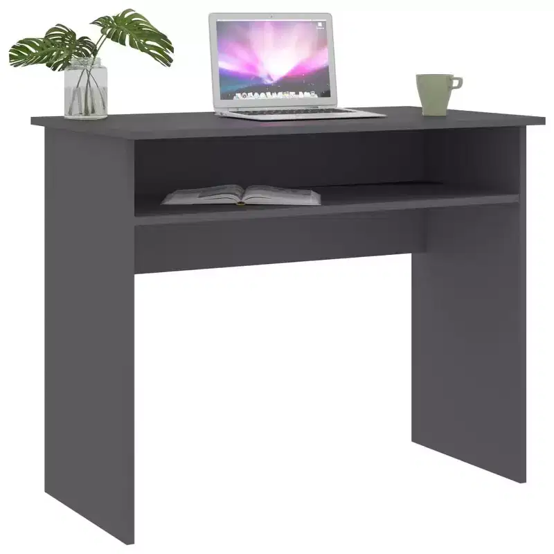 vidaXL Desk White Engineered Wood Small Desk Rectangular Modern