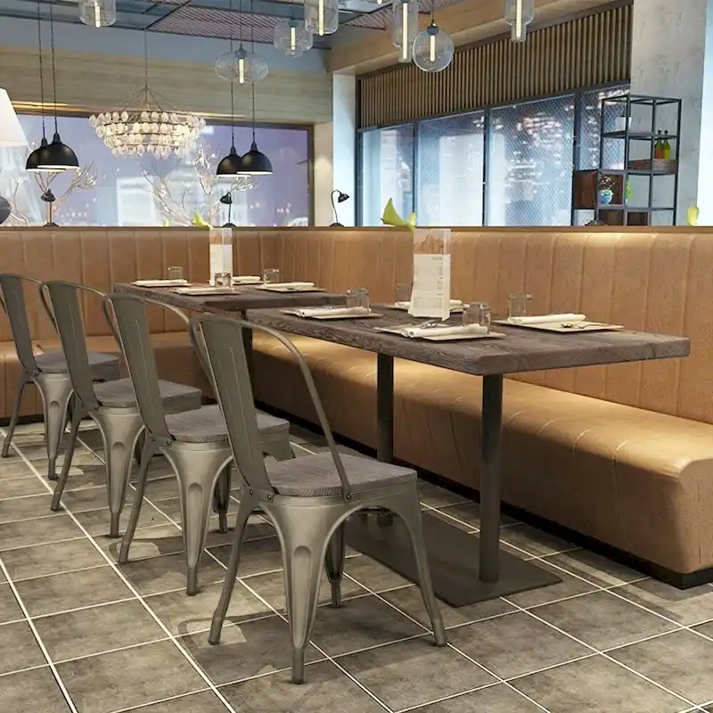 Yaheetech Set of 4 Metal Dining Chair with Wooden Stackable Chairs