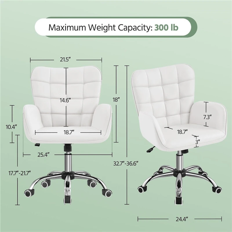 Yaheetech Faux Leather Desk Chair with Padded Armrests Modern Office Chair - N/A