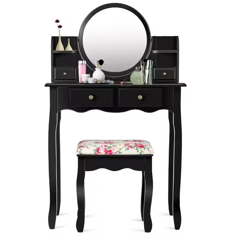 Costway Makeup Vanity Table Drawers Oval Dressing Table Kids Gift