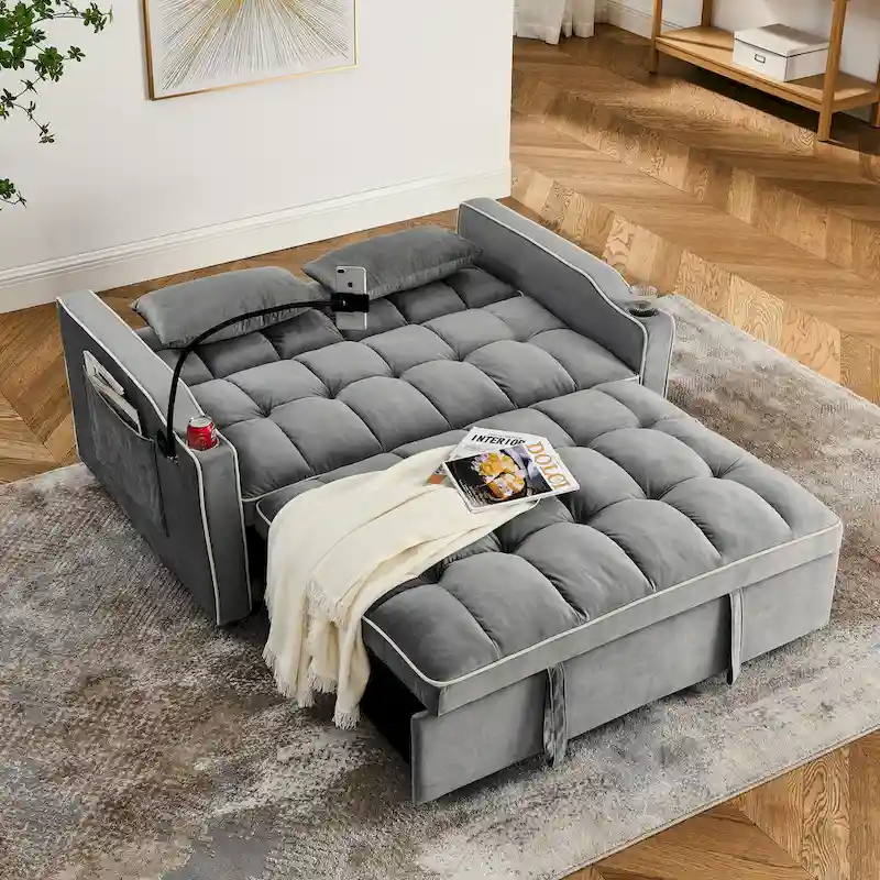55.51 inch versatile foldable sofa bed in 3 lengths
