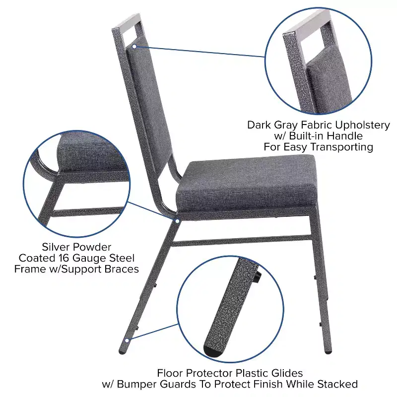Flash Furniture HERCULES Series Square Back Stacking Banquet Chair with Silvervein Frame