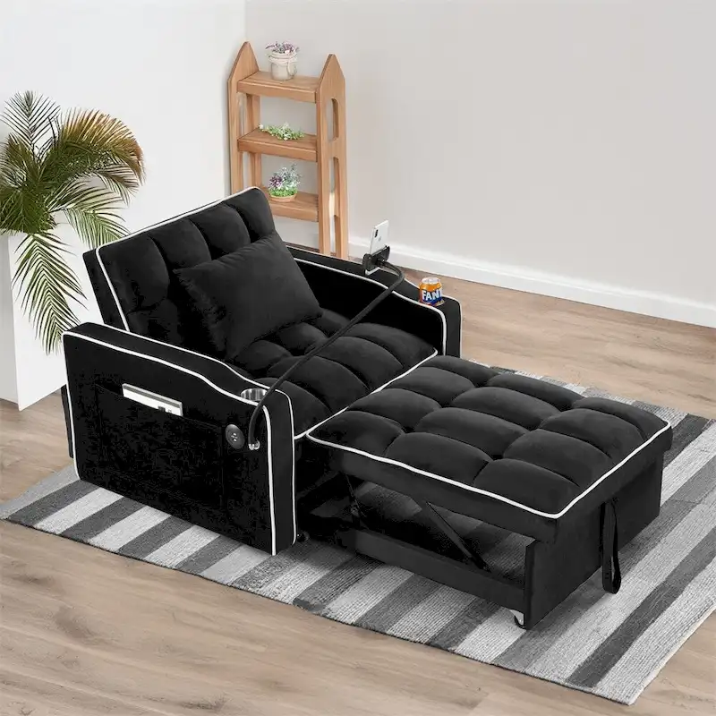 Convertible Sleeper Chair Sofa Bed Adjustable Pull Out Sleeper Chair