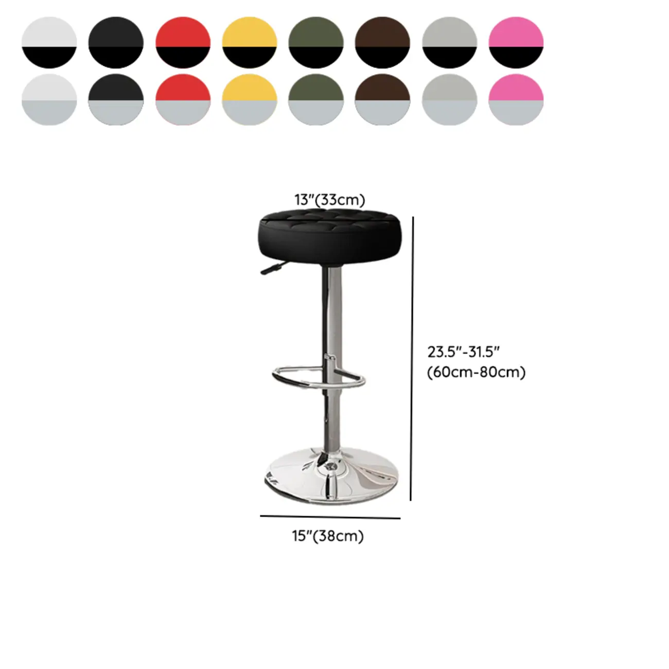 Leather Upholstered Adjustable Swivel Bar Stools
