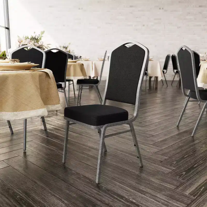 Black Crown Back Stacking Banquet Chair, Set of 4