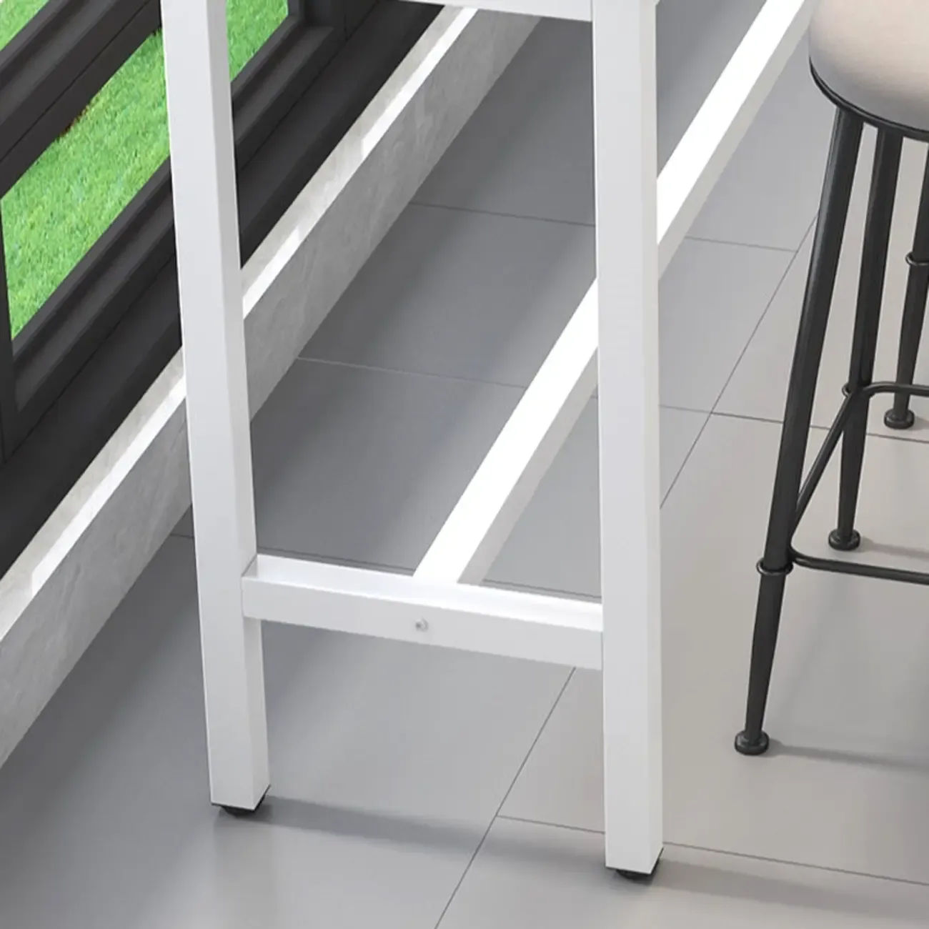 Modern Gray Quartz Metal Legs Bar Tables