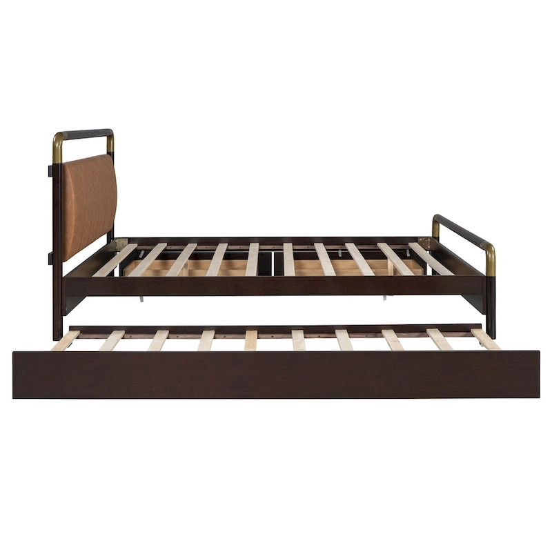 Queen Size Wooden Storage Platform Bed with 2 Big Drawers, T-XL Size Trundle, White