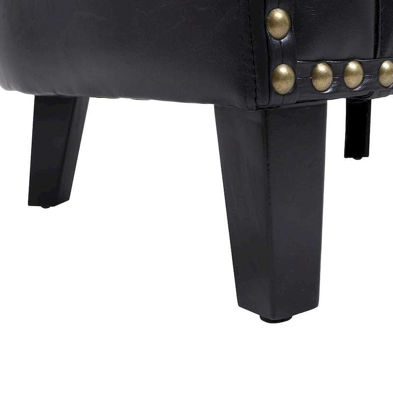 Accent Barrel Chair Living Room With Nailheads And Solid Wood Legs