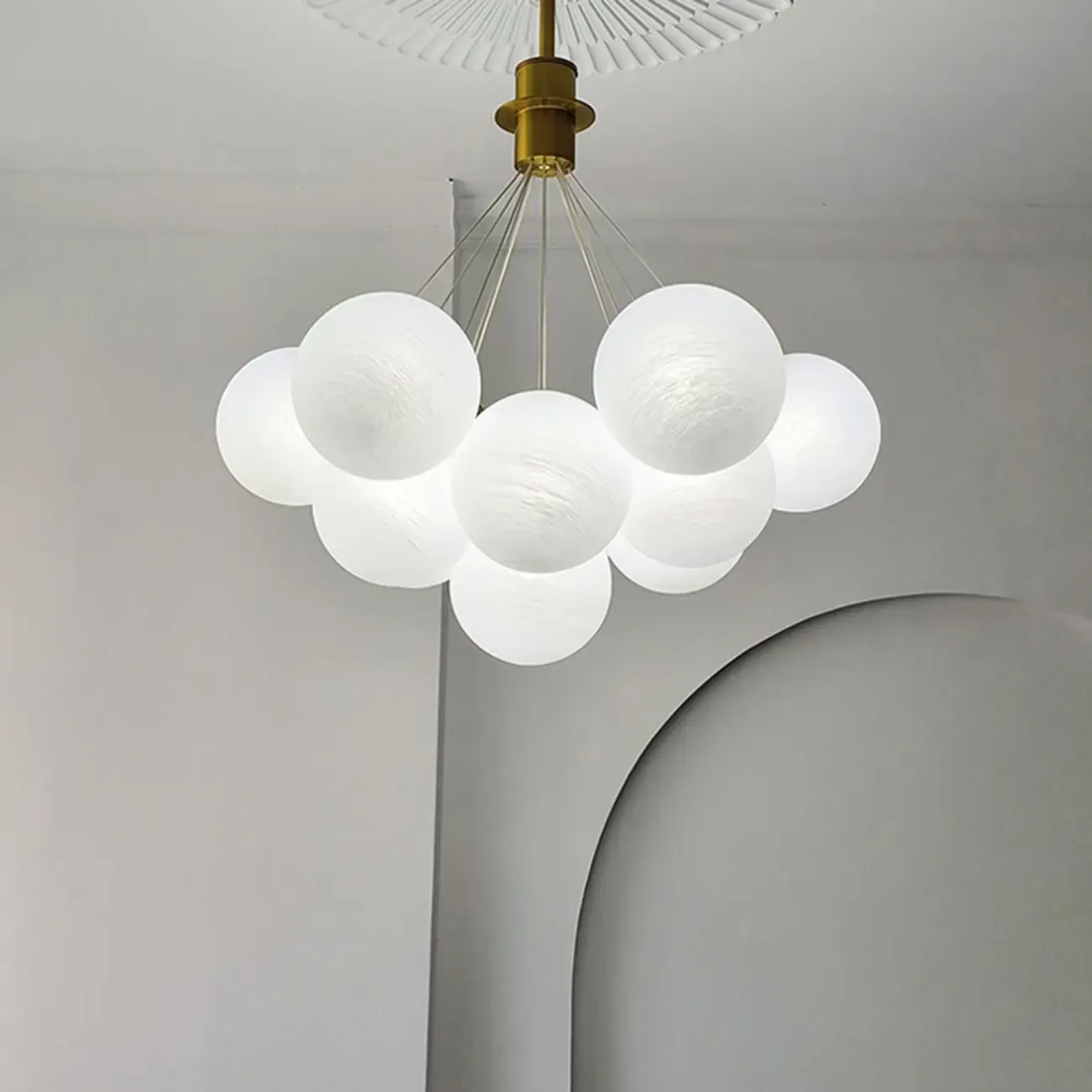 White Matte Glass Shade Multi Globe Light Chandelier