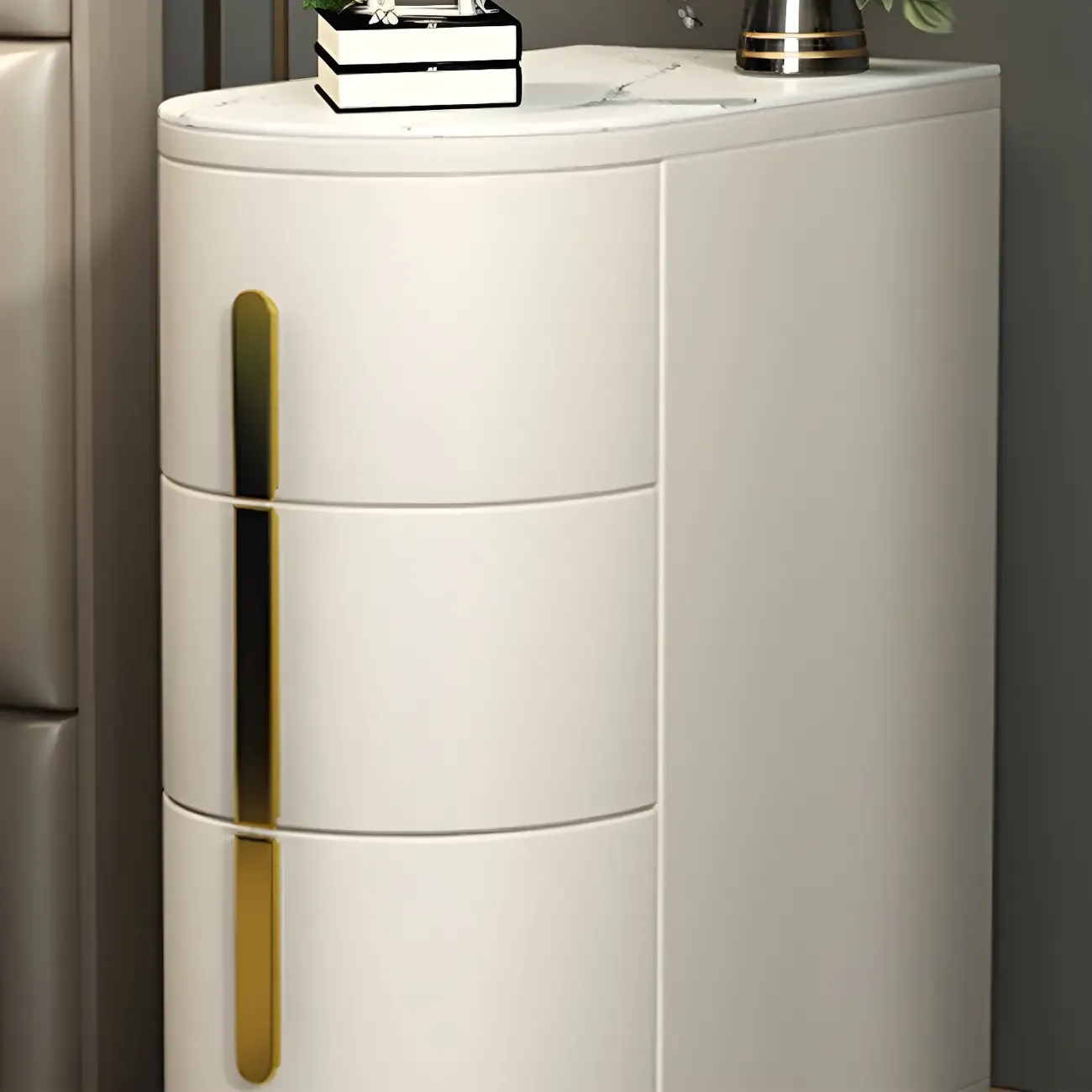 Modern Narrow Bedside Table with 3 Drawers
