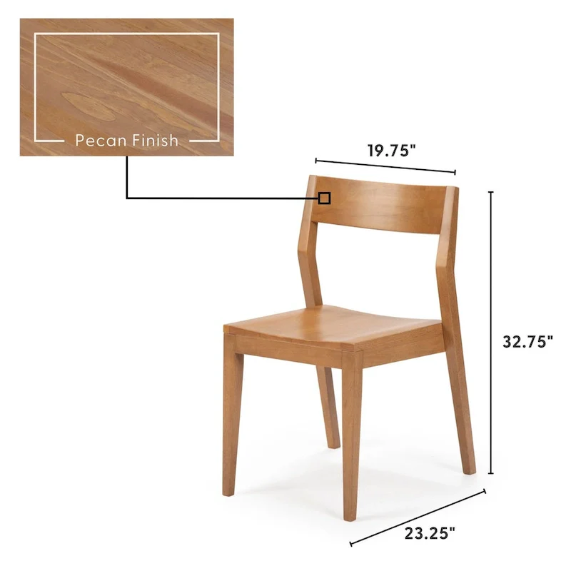 Plank and Beam Modern Solid Wood Dining Chair - Set of 2
