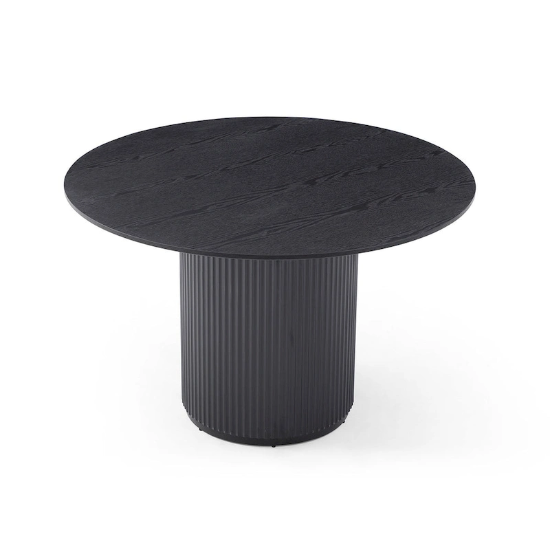 Black Round Dining Table, MDF handcraft Pedestal Dining Room Table