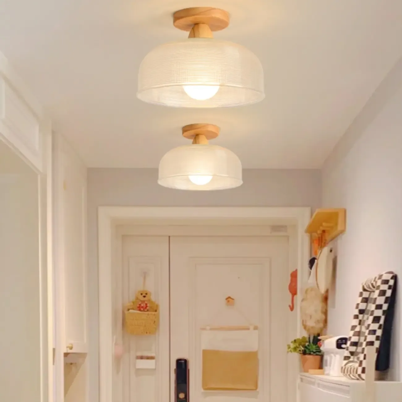 Modern LED Semi-Flush Ceiling Light with Clear Shade