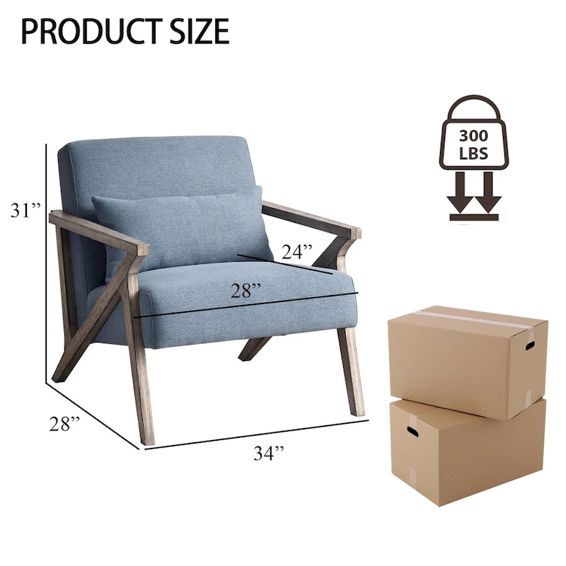 Accent Armchair Solid Hardwood Upholstered