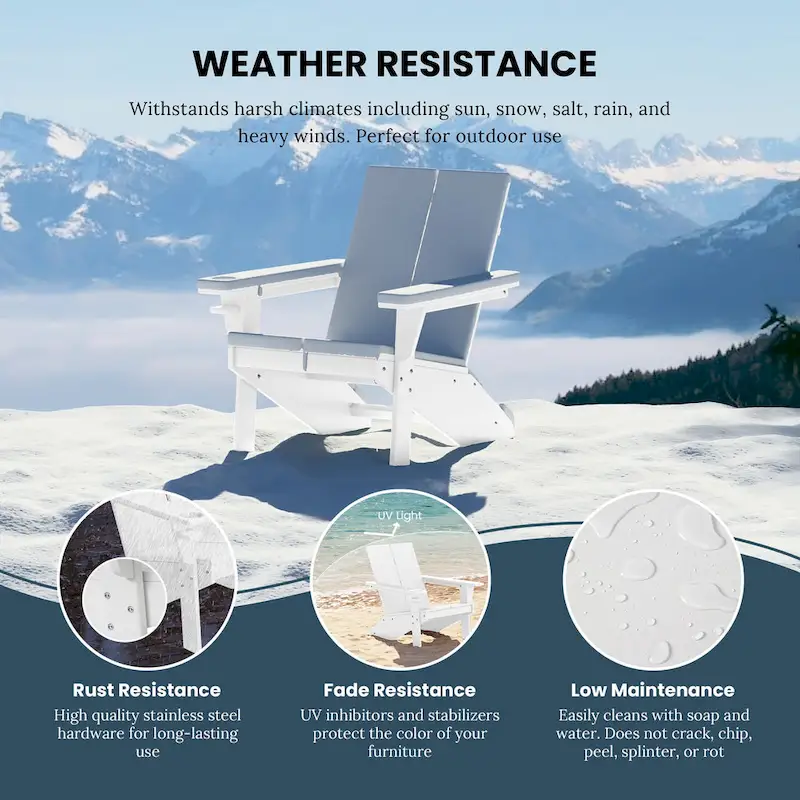 Polytrends Coastin Modern Poly Adirondack Chair (Set of 2), Black