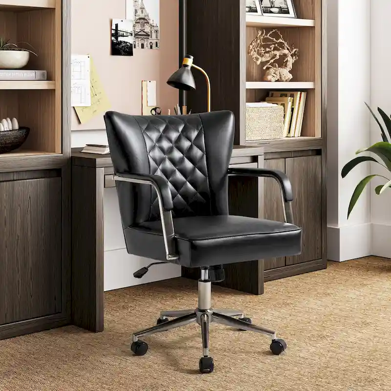 Felice Modern Swivel Height Adjustment Diamond-Tufted Office Chair by HULALA HOME