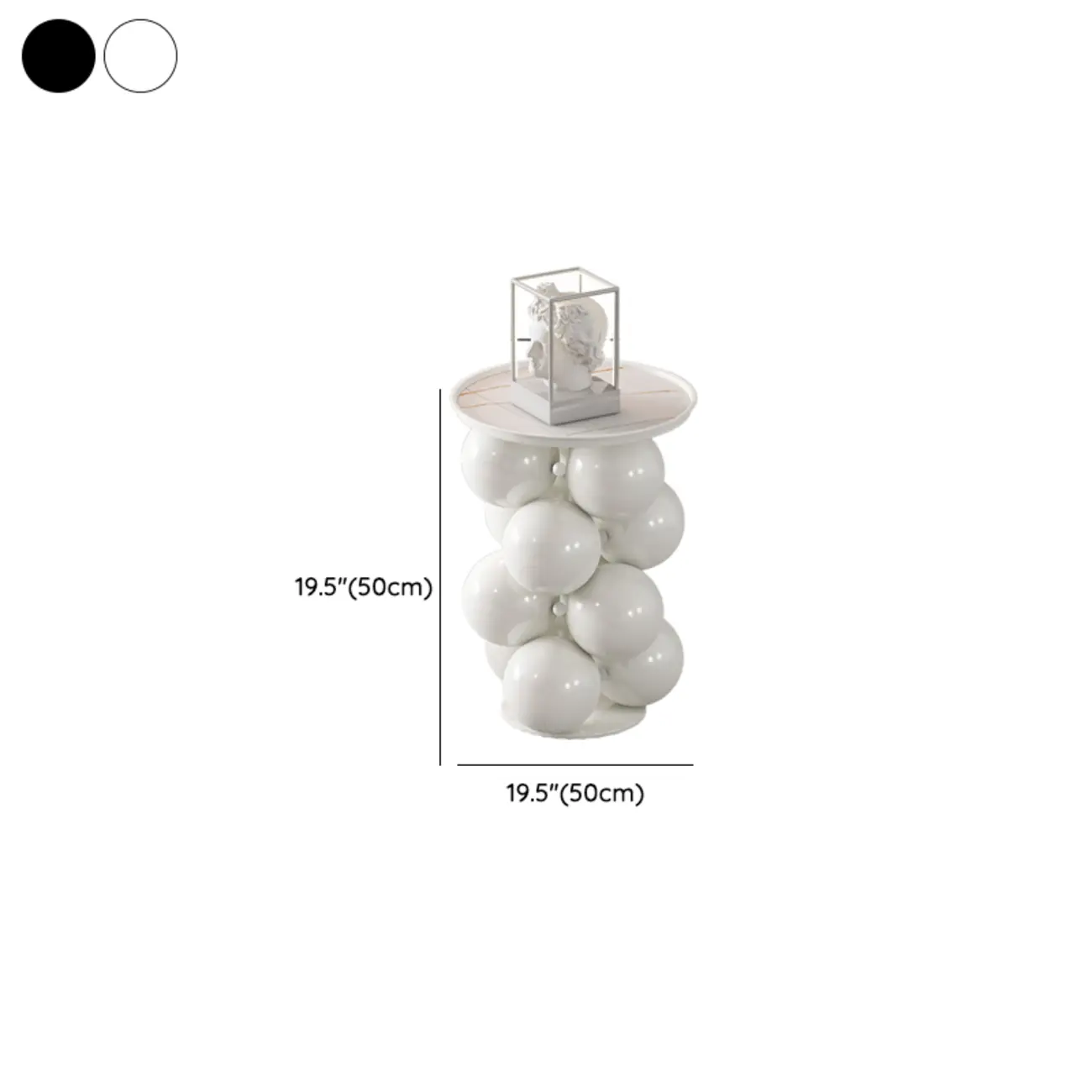 Artistic Modern Pedestal Metal Side Table with Stone Top