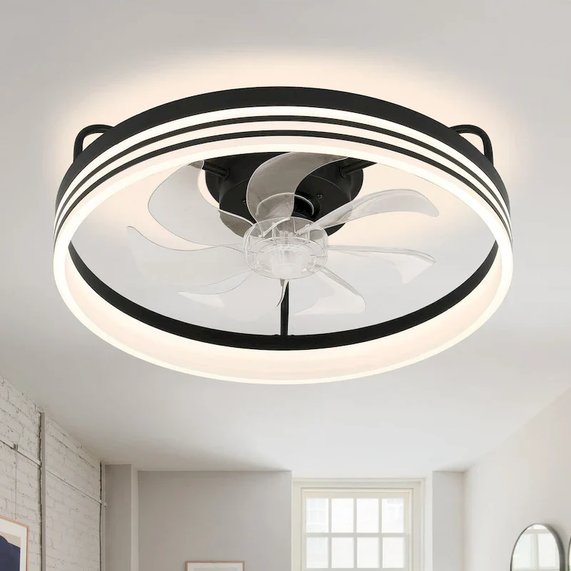 20  FanLight Flush Mount Low-Profile Ceiling Fan with 3 Color Temperature Dimmable LED Light 6 Speed Quiet Motor for Bedroom