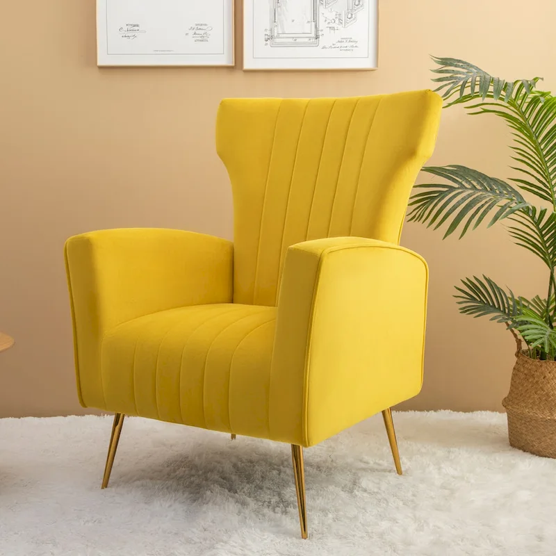 Velvet Accent Chair with Gold Legs