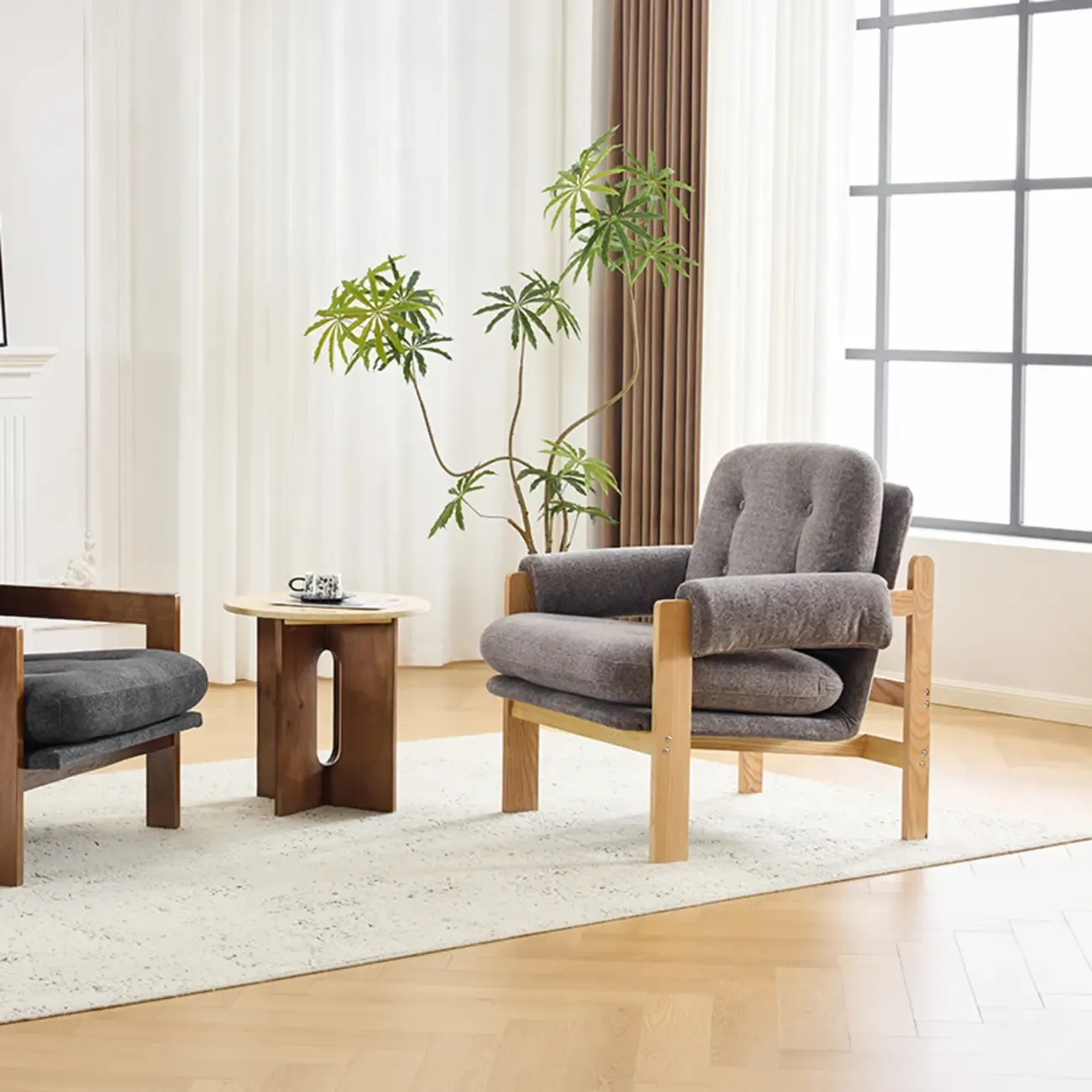 Contemporary Adjustable Gray Chenille Upholstered Accent Chair