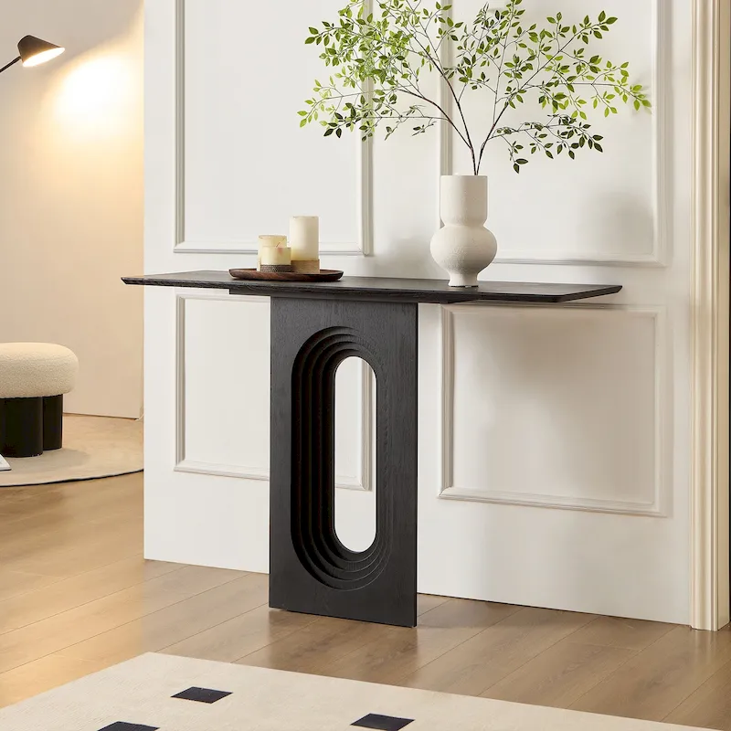 Modern Narrow Console Table with Unique Loopback Design