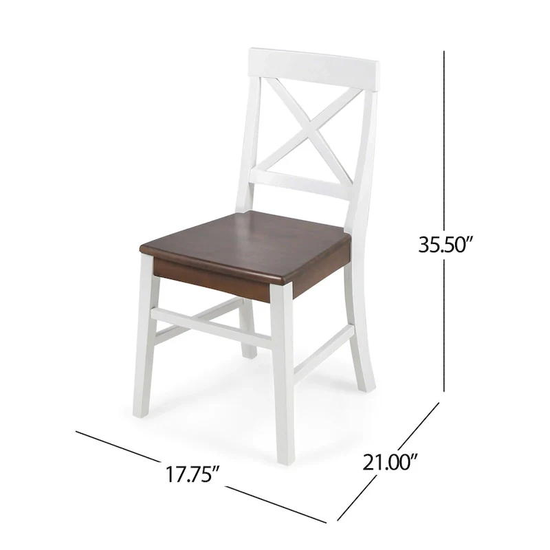 Farmhouse Acacia Wood Dining Chairs Set of 2 - X-Back Design, 300 lbs Capacity, 35.5