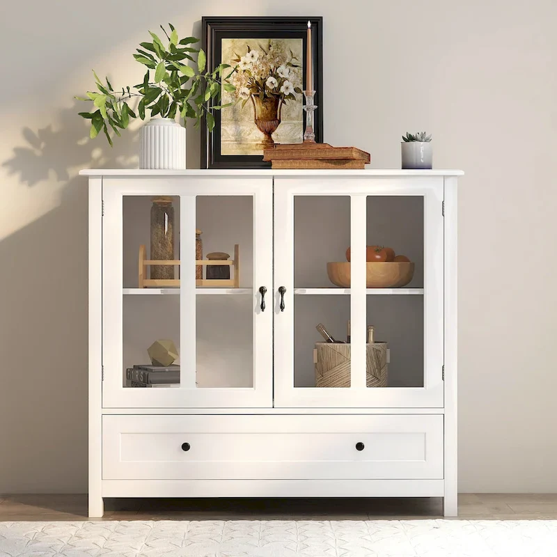 Versatile Storage Cabinet Glass Doors Buffet/Sideboard
